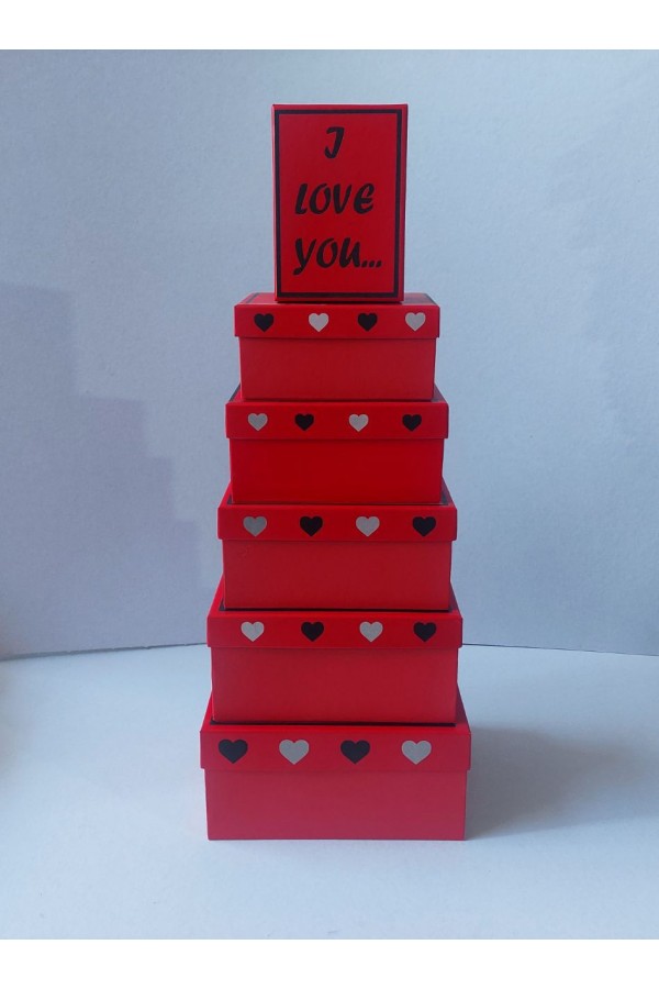 6 LI LOVE DESEN HEDİYE KUTUSU - KIRMIZI